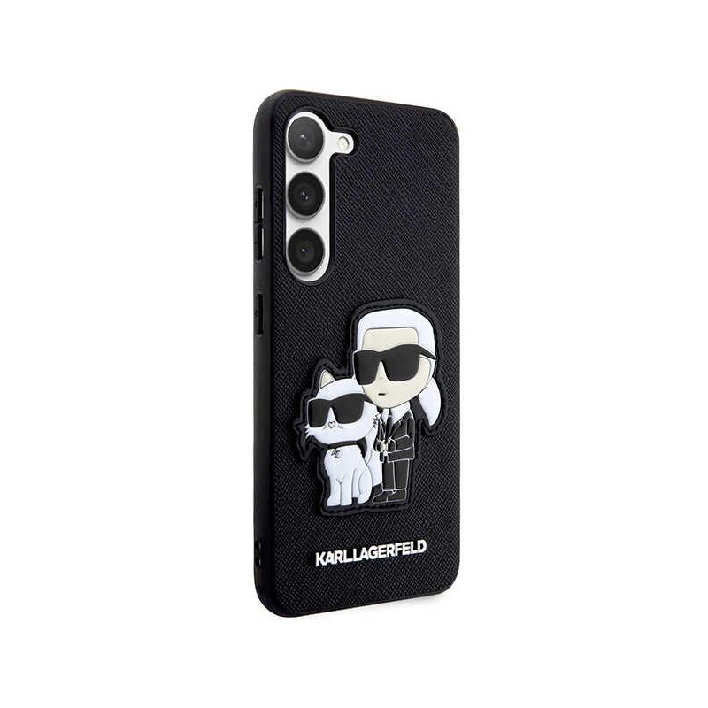 Karl Lagerfeld Saffiano Karl & Choupette dėklas, skirtas Samsung Galaxy S23+ - juodas