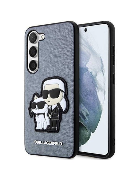 Karl Lagerfeld Saffiano Karl&Choupette dėklas Samsung Galaxy S23 - pilkas