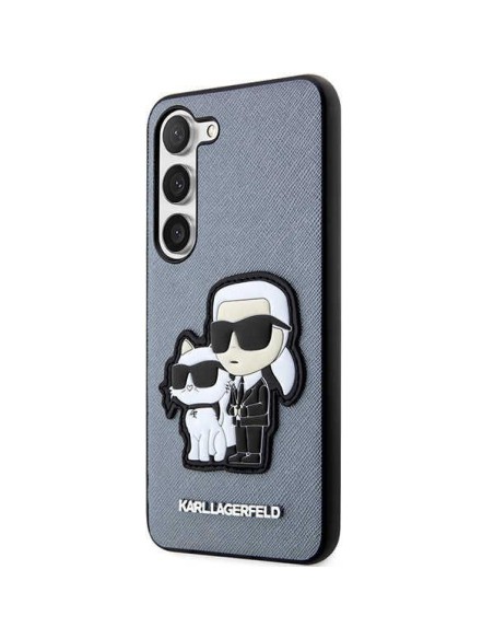 Karl Lagerfeld Saffiano Karl&Choupette dėklas Samsung Galaxy S23 - pilkas