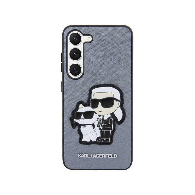Karl Lagerfeld Saffiano Karl&Choupette dėklas Samsung Galaxy S23 - pilkas