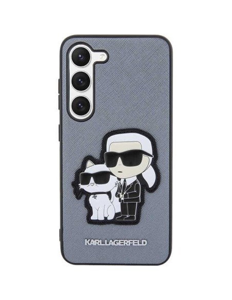 Karl Lagerfeld Saffiano Karl&Choupette dėklas Samsung Galaxy S23 - pilkas
