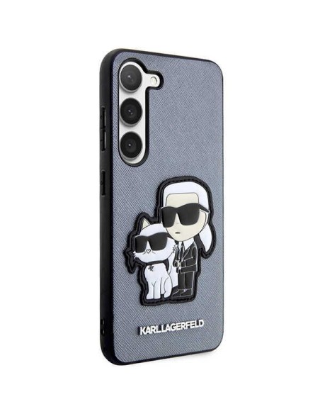 Karl Lagerfeld Saffiano Karl&Choupette dėklas Samsung Galaxy S23 - pilkas