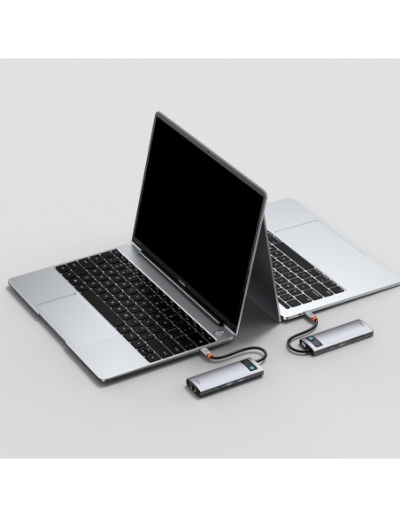 Daugiafunkcis HUB 8in1 USB USB-C PD 100W HDMI SD ir microSD kortelių skaitytuvas 3x USB 3.2 RJ45 Pilka Daugiafunkcis HUB 8in1 USB USB-C PD 100W HDMI SD ir microSD kortelių skaitytuvas 3x USB 3.2 RJ45 Pilka