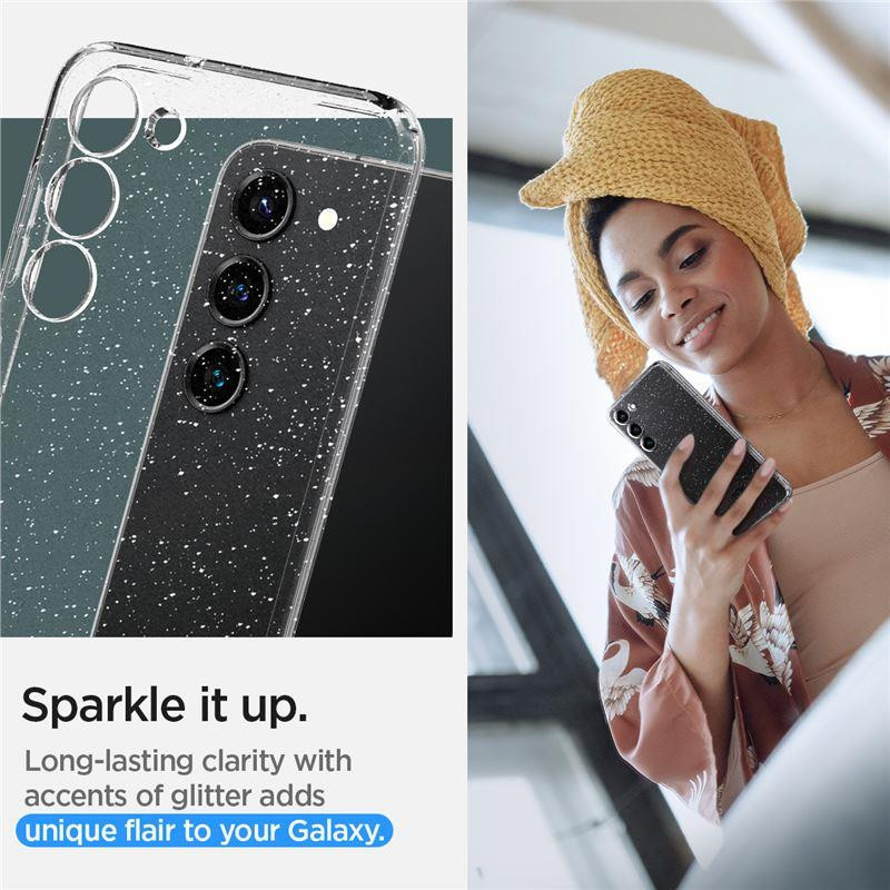Spigen Skystųjų kristalų dėklas Samsung Galaxy S23 - skaidrus ir blizgantis