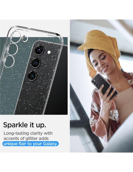 Spigen Skystųjų kristalų dėklas Samsung Galaxy S23 - skaidrus ir blizgantis Spigen Skystųjų kristalų dėklas Samsung Galaxy S23 - skaidrus ir blizgantis