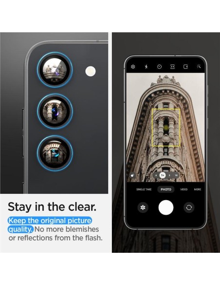 Spigen Glas.tR EZ Fit Optik Camera Protector Samsung Galaxy S23 / S23+ - juoda 2 vnt. Spigen Glas.tR EZ Fit Optik Camera Protector Samsung Galaxy S23 / S23+ - juoda 2 vnt.