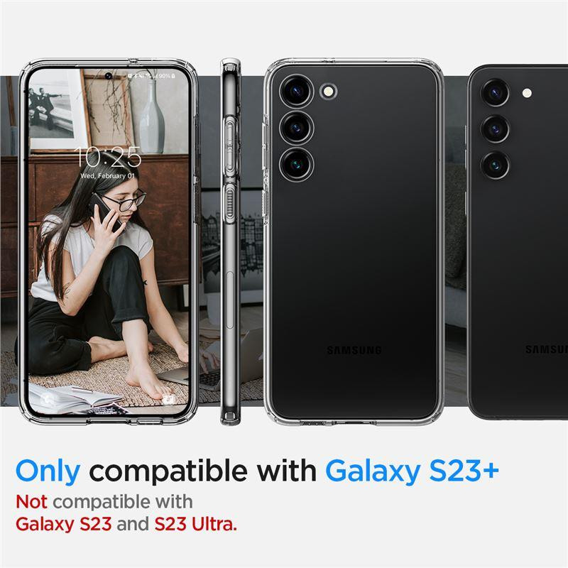 Spigen Skystųjų kristalų dėklas, skirtas Samsung Galaxy S23+ - skaidrus