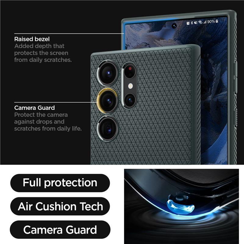 Spigen Liquid Air dėklas, skirtas Samsung Galaxy S23 Ultra - tamsiai žalias