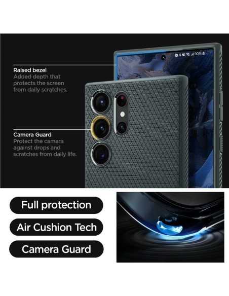 Spigen Liquid Air dėklas, skirtas Samsung Galaxy S23 Ultra - tamsiai žalias Spigen Liquid Air dėklas, skirtas Samsung Galaxy S23 Ultra - tamsiai žalias