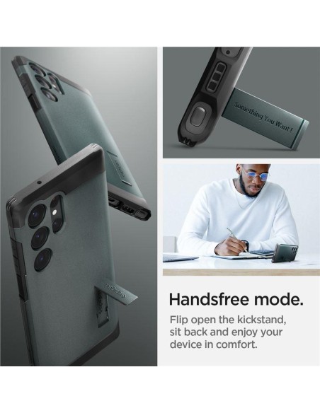 Spigen Tough Armor dėklas Samsung Galaxy S23 Ultra - tamsiai žalias