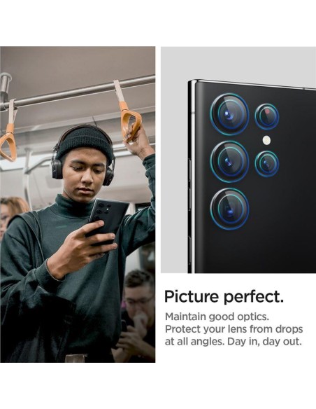 Spigen Glas.tR EZ Fit Optik Camera Protector Samsung Galaxy S23 Ultra - Juoda 2 vnt.