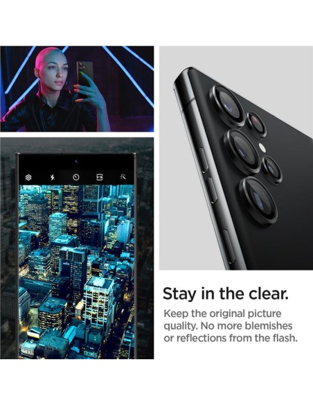Spigen Glas.tR EZ Fit Optik Camera Protector Samsung Galaxy S23 Ultra - Juoda 2 vnt.