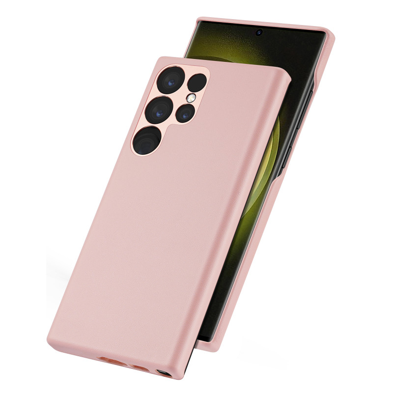Dux Ducis Grit dėklas Samsung Galaxy S23 Ultra, elegantiškas dangtelis iš dirbtinės odos, rožinis