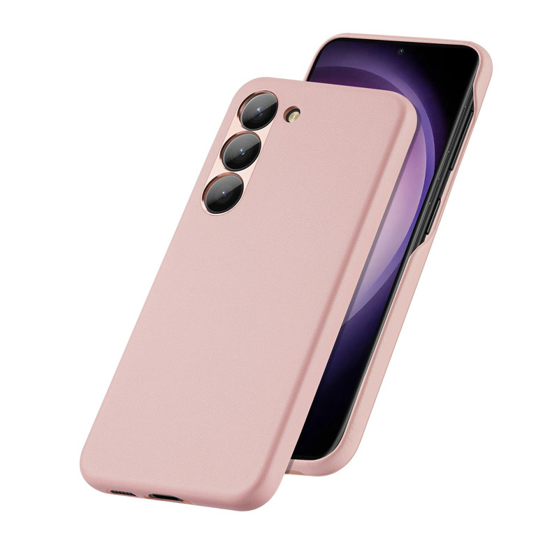 Dux Ducis Grit dėklas Samsung Galaxy S23+, elegantiškas dangtelis iš dirbtinės odos, rožinis