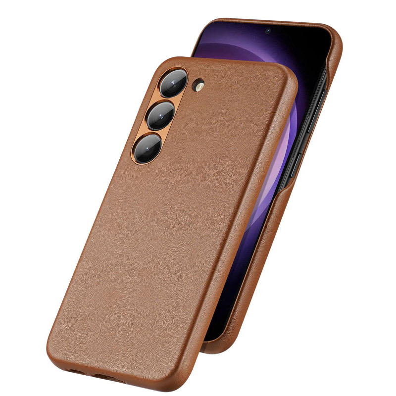 Dux Ducis Grit dėklas Samsung Galaxy S23+, elegantiškas dangtelis iš rudos dirbtinės odos