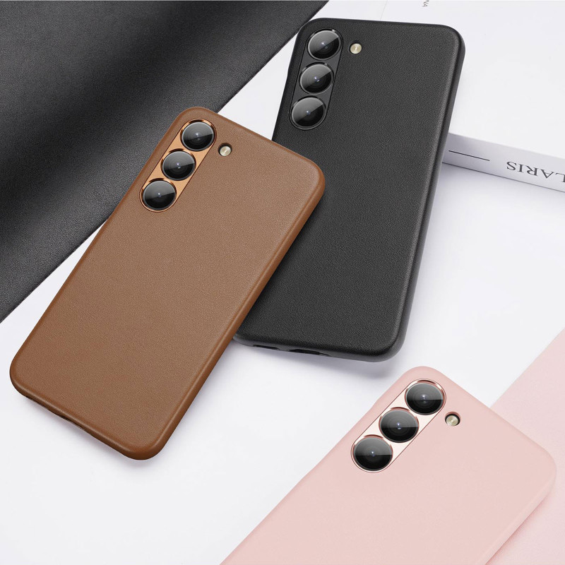 Dux Ducis Grit dėklas Samsung Galaxy S23+, elegantiškas dangtelis iš rudos dirbtinės odos