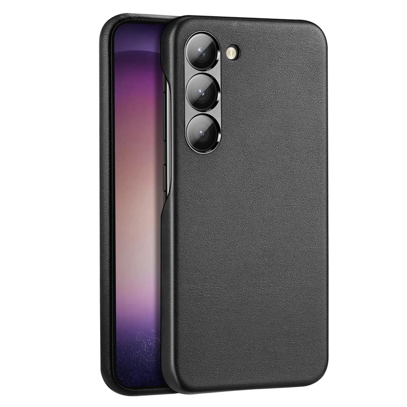Dux Ducis Grit dėklas Samsung Galaxy S23+, elegantiškas dangtelis iš dirbtinės odos, juodas