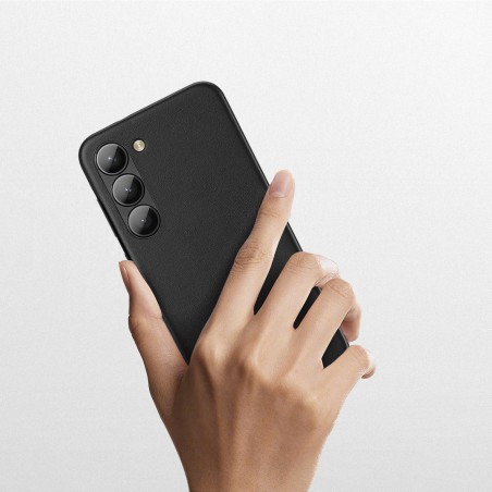 Dux Ducis Grit dėklas Samsung Galaxy S23+, elegantiškas dangtelis iš dirbtinės odos, juodas Dux Ducis Grit dėklas Samsung Galaxy S23+, elegantiškas dangtelis iš dirbtinės odos, juodas
