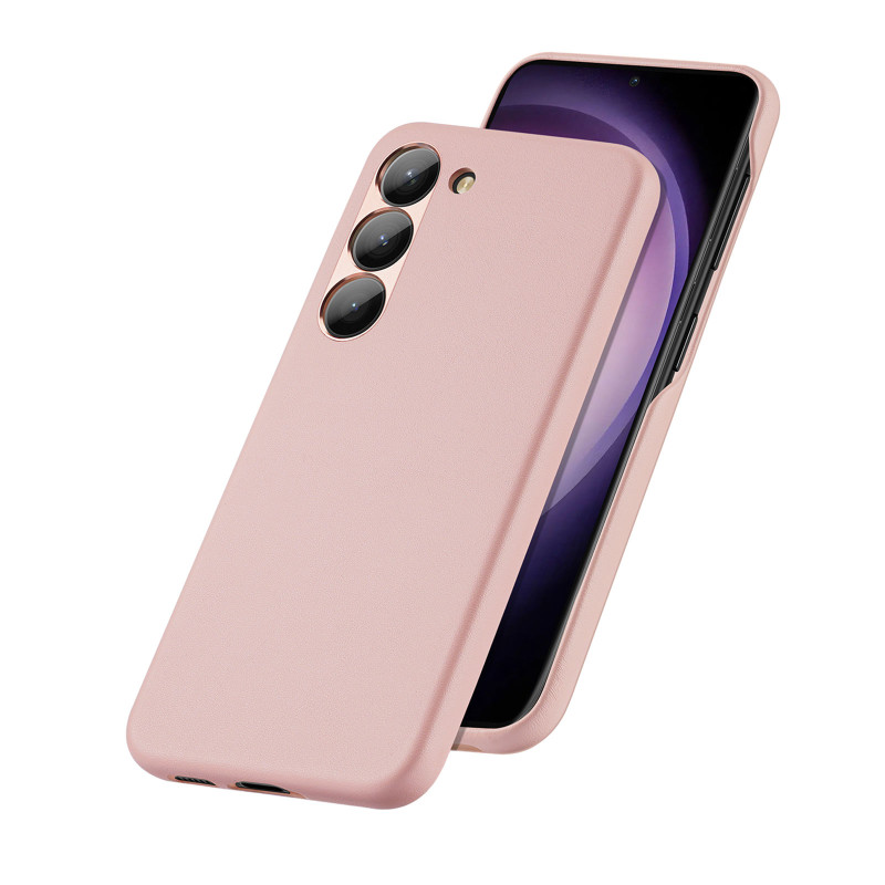 Dux Ducis Grit dėklas Samsung Galaxy S23, elegantiškas dangtelis iš dirbtinės odos, rožinis