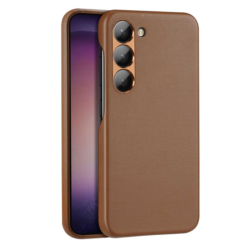 Dux Ducis Grit dėklas Samsung Galaxy S23, elegantiškas dangtelis iš rudos dirbtinės odos