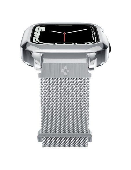 Spigen Metal Fit Pro dėklas ir dirželio rinkinys, skirtas Apple Watch 4/ 5/ 6/ 7/ 8/ 9/ SE (44/ 45 mm) – sidabras Spigen Metal Fit Pro dėklas ir dirželio rinkinys, skirtas Apple Watch 4/ 5/ 6/ 7/ 8/ 9/ SE (44/ 45 mm) – sidabras