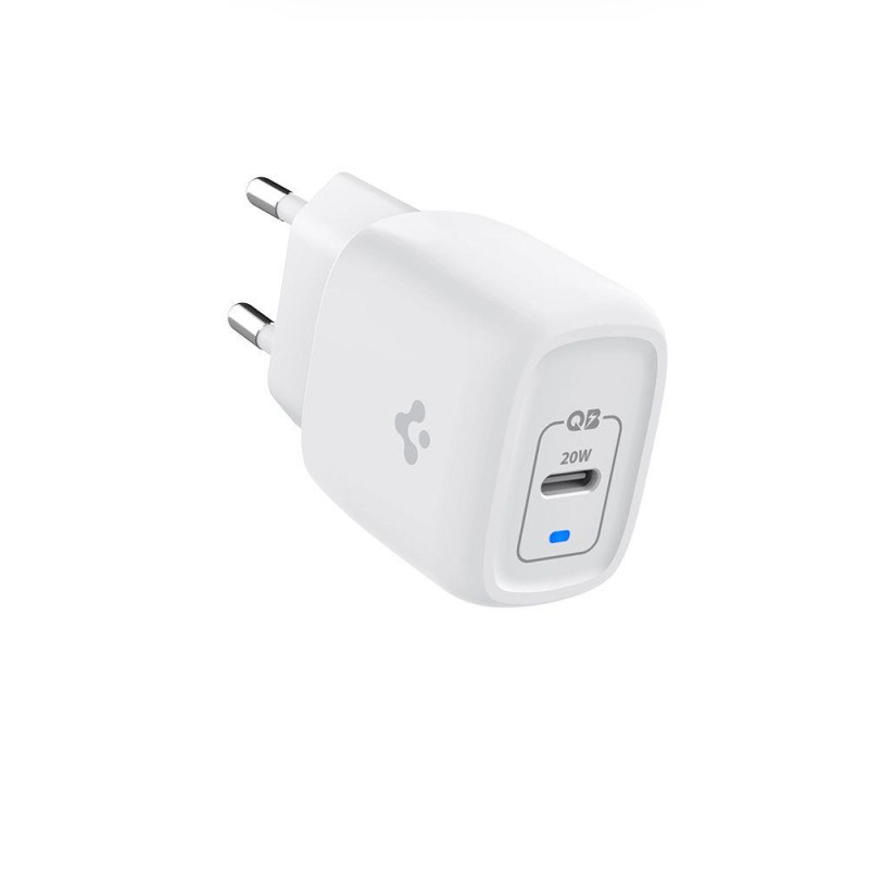 Spigen PE2C10CL USB-C PD 20W sieninis įkroviklis su Lightning laidu - baltas