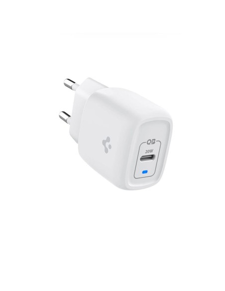Spigen PE2C10CL USB-C PD 20W sieninis įkroviklis su Lightning laidu - baltas Spigen PE2C10CL USB-C PD 20W sieninis įkroviklis su Lightning laidu - baltas