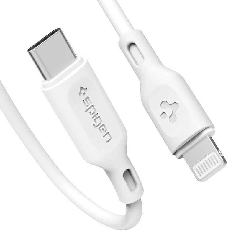 Spigen PE2C10CL USB-C PD 20W sieninis įkroviklis su Lightning laidu - baltas