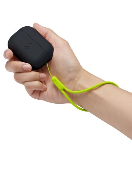 Spigen Silicone Fit Strap dėklas, skirtas Apple AirPods Pro 1/ 2 - juoda ir žalia