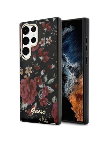 Guess Flower Collection dėklas, skirtas Samsung Galaxy S23 Ultra - žalias Guess Flower Collection dėklas, skirtas Samsung Galaxy S23 Ultra - žalias