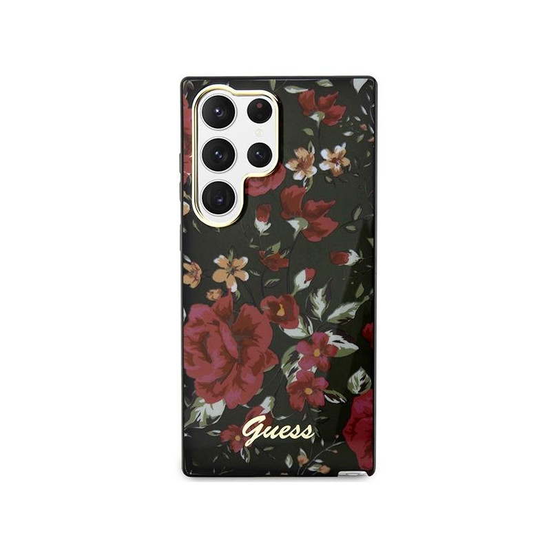 Guess Flower Collection dėklas, skirtas Samsung Galaxy S23 Ultra - žalias