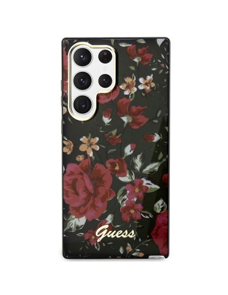 Guess Flower Collection dėklas, skirtas Samsung Galaxy S23 Ultra - žalias Guess Flower Collection dėklas, skirtas Samsung Galaxy S23 Ultra - žalias
