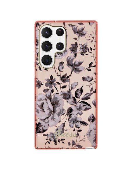 Guess Flower Collection dėklas, skirtas Samsung Galaxy S23 Ultra - rožinis Guess Flower Collection dėklas, skirtas Samsung Galaxy S23 Ultra - rožinis