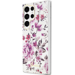 Guess Flower Collection dėklas, skirtas Samsung Galaxy S23 Ultra - baltas