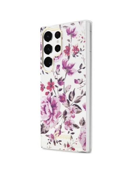 Guess Flower Collection dėklas, skirtas Samsung Galaxy S23 Ultra - baltas