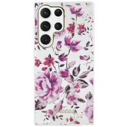 Guess Flower Collection dėklas, skirtas Samsung Galaxy S23 Ultra - baltas