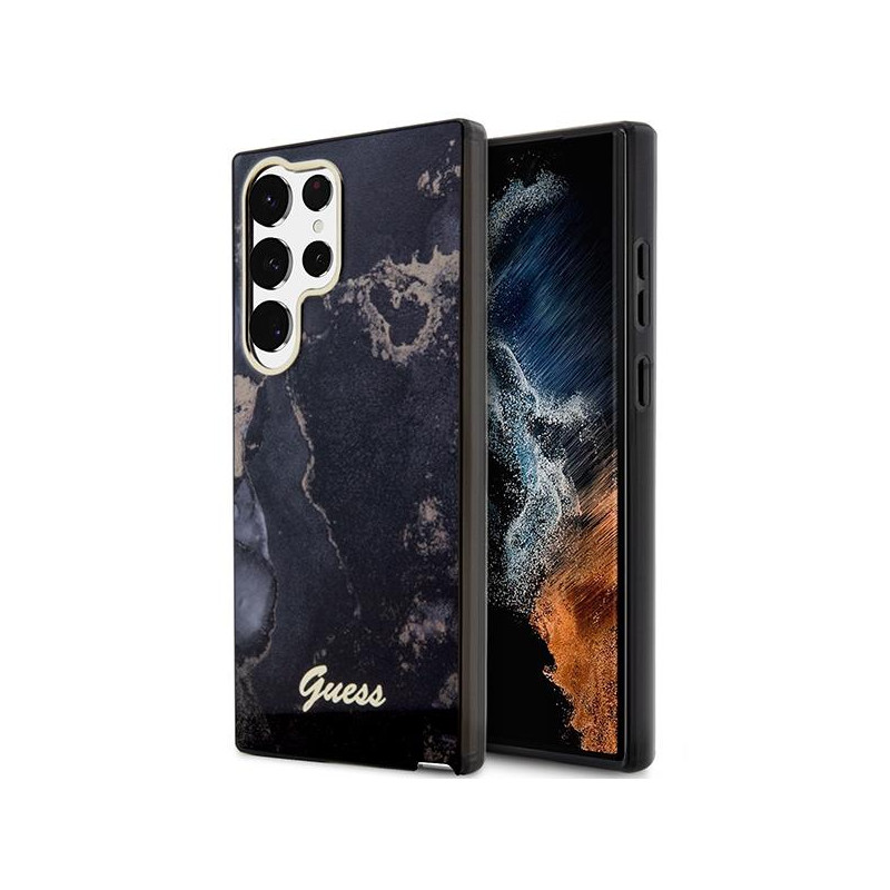 Guess Golden Marble Collection S23 Ultra dėklas - juodas Guess Golden Marble Collection S23 Ultra dėklas - juodas