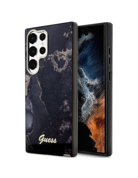 Guess Golden Marble Collection S23 Ultra dėklas - juodas Guess Golden Marble Collection S23 Ultra dėklas - juodas