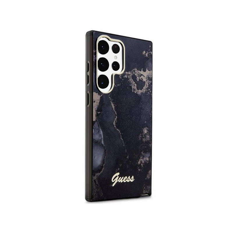 Guess Golden Marble Collection S23 Ultra dėklas - juodas