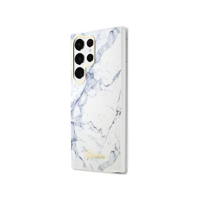 Guess Marble Collection dėklas, skirtas Samsung Galaxy S23 Ultra - baltas