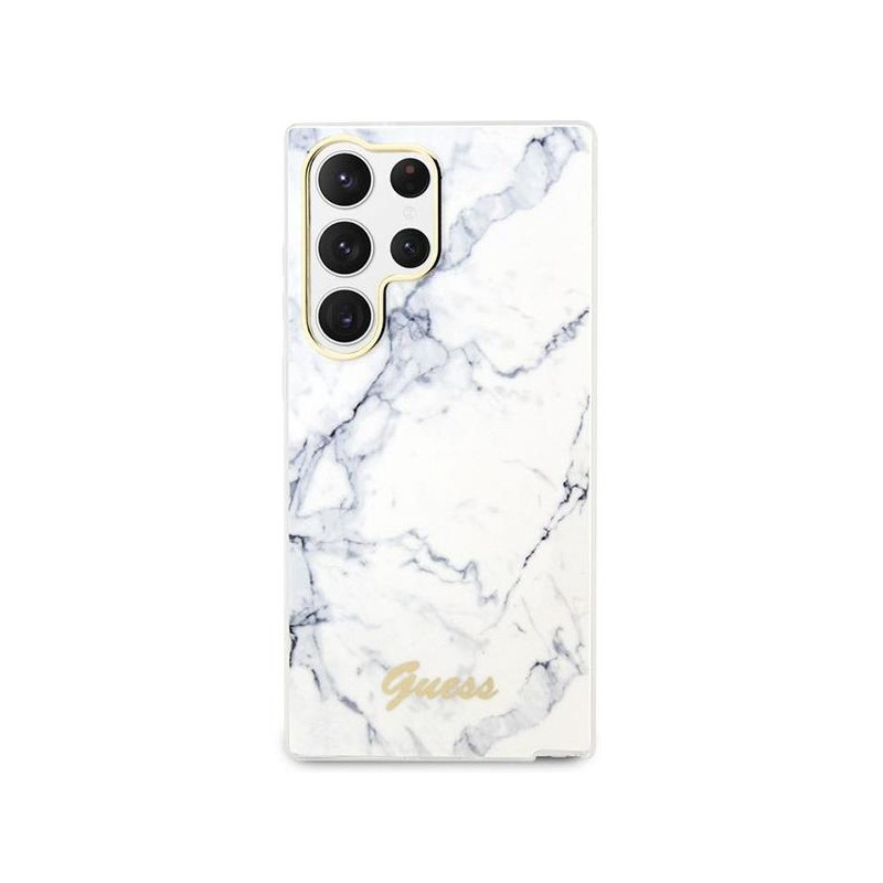 Guess Marble Collection dėklas, skirtas Samsung Galaxy S23 Ultra - baltas