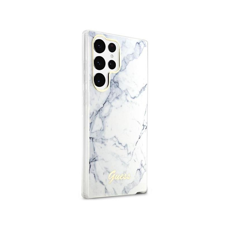 Guess Marble Collection dėklas, skirtas Samsung Galaxy S23 Ultra - baltas