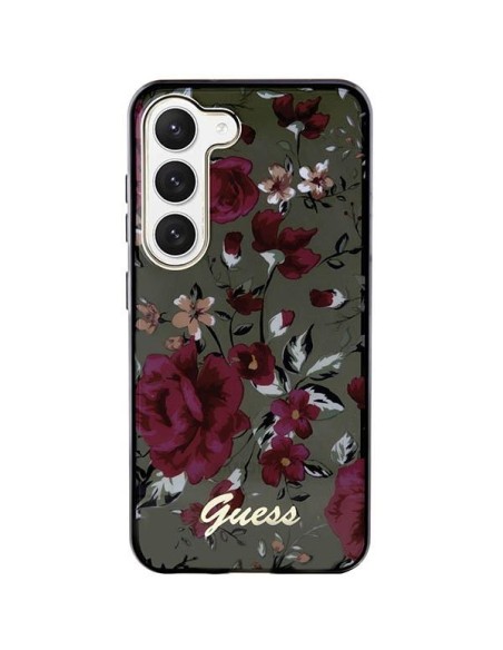 Guess Flower Collection dėklas, skirtas Samsung Galaxy S23+ - žalias Guess Flower Collection dėklas, skirtas Samsung Galaxy S23+ - žalias