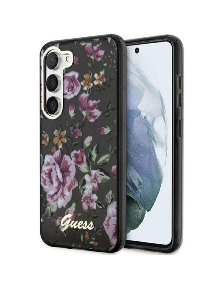Guess Flower Collection dėklas, skirtas Samsung Galaxy S23+ - juodas Guess Flower Collection dėklas, skirtas Samsung Galaxy S23+ - juodas