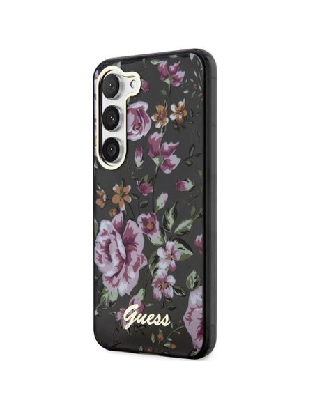 Guess Flower Collection dėklas, skirtas Samsung Galaxy S23+ - juodas Guess Flower Collection dėklas, skirtas Samsung Galaxy S23+ - juodas