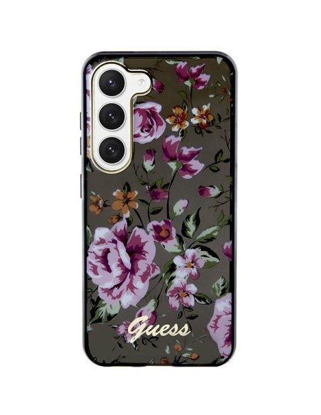 Guess Flower Collection dėklas, skirtas Samsung Galaxy S23+ - juodas Guess Flower Collection dėklas, skirtas Samsung Galaxy S23+ - juodas
