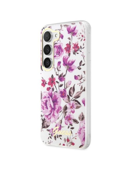 Guess Flower Collection dėklas Samsung Galaxy S23+ - baltas