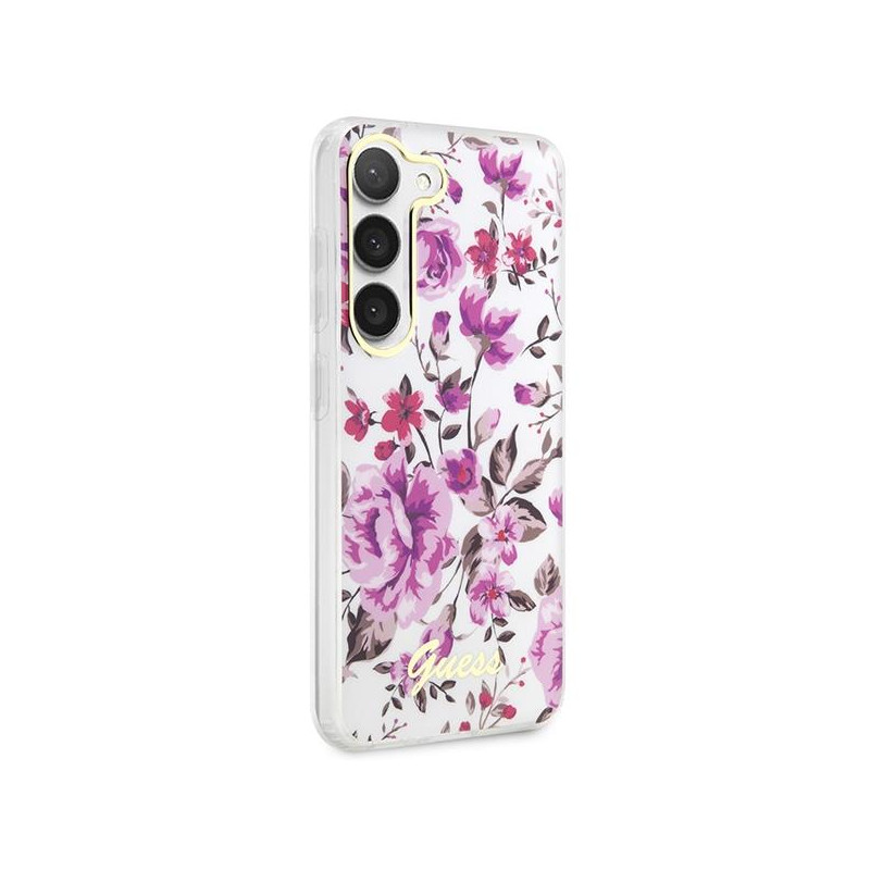 Guess Flower Collection dėklas Samsung Galaxy S23+ - baltas