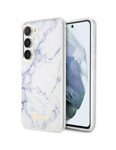 Guess Marble Collection dėklas, skirtas Samsung Galaxy S23+ - baltas Guess Marble Collection dėklas, skirtas Samsung Galaxy S23+ - baltas