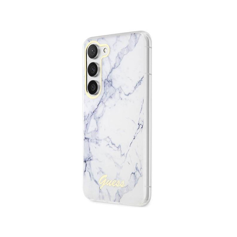 Guess Marble Collection dėklas, skirtas Samsung Galaxy S23+ - baltas